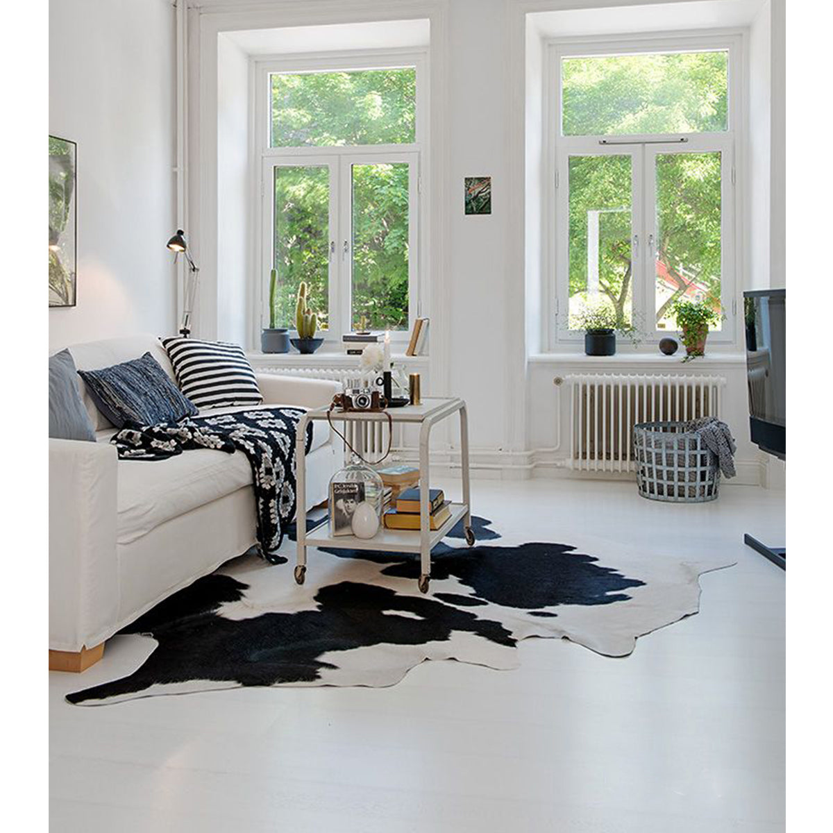 Large black and white cowhide cheapest rug